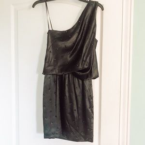 Black One-Shoulder Beaded Mini